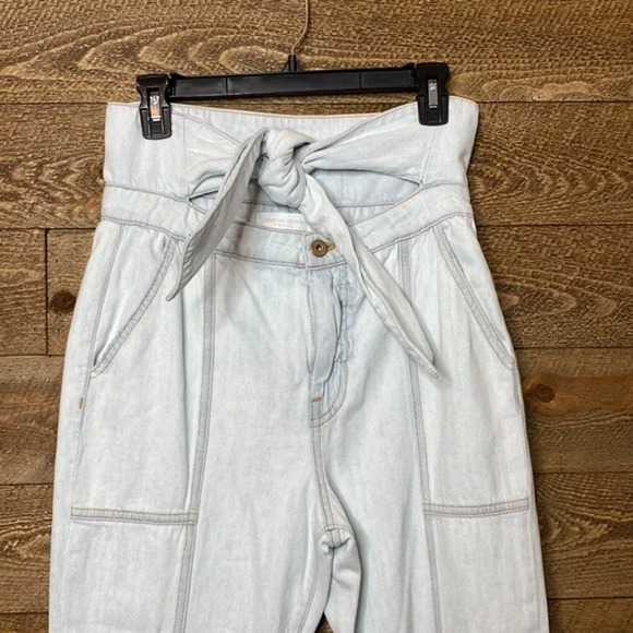 Jonathan Simkhai Henley Tie Waist Straight Leg jeans Blue Cotton Denim 28 NWT - Picture 5 of 8